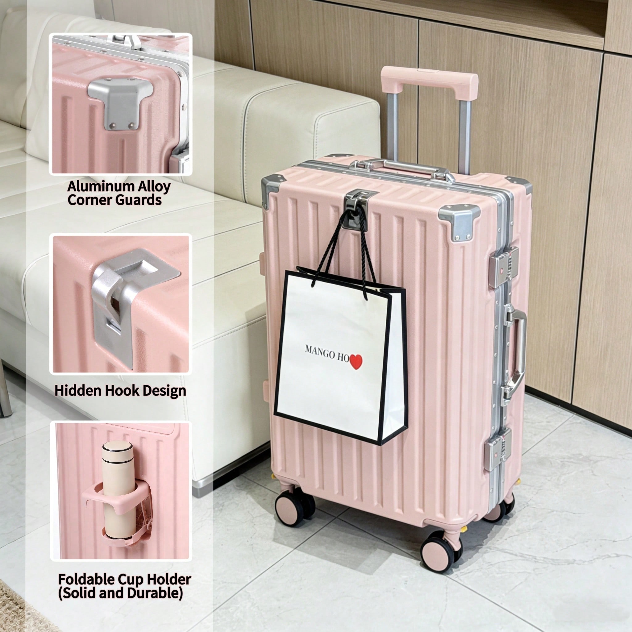 Aluminum Frame Carry On Luggage - حقيبة سفر 20 بوصة معتمدة من