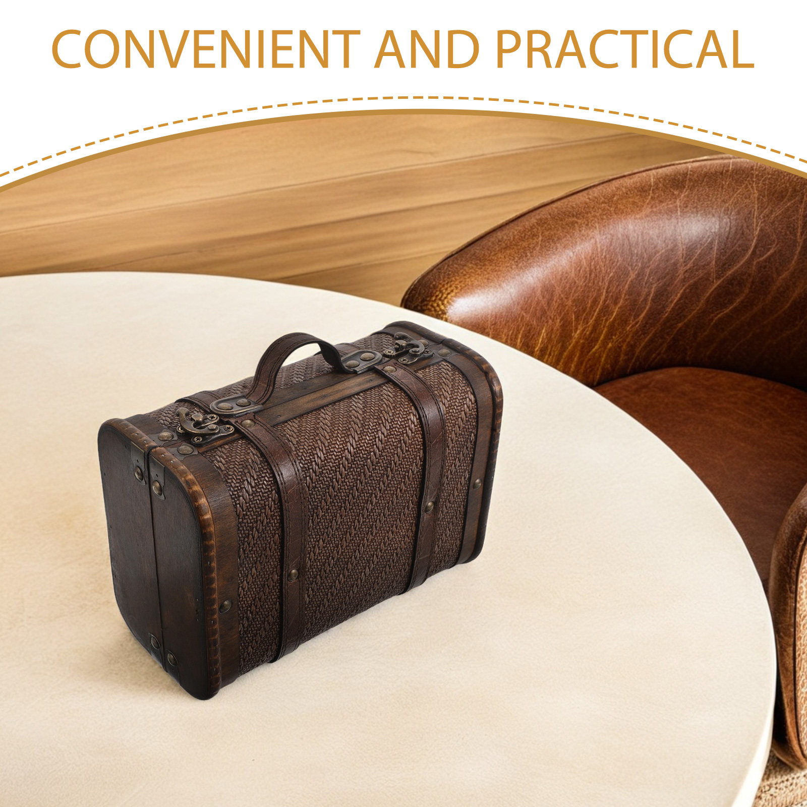 صندوق تخزين خشبي عتيق للديكور، - مراجعة Retro Vintage Trunk Suitcase وسعره