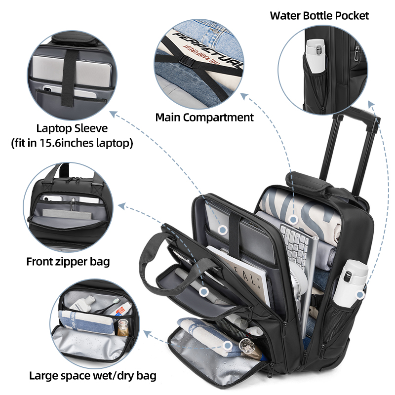 حقائب ظهر بعجلات للسفر وحقائب  - مراجعة Foldable Rolling Luggage Bag وسعره