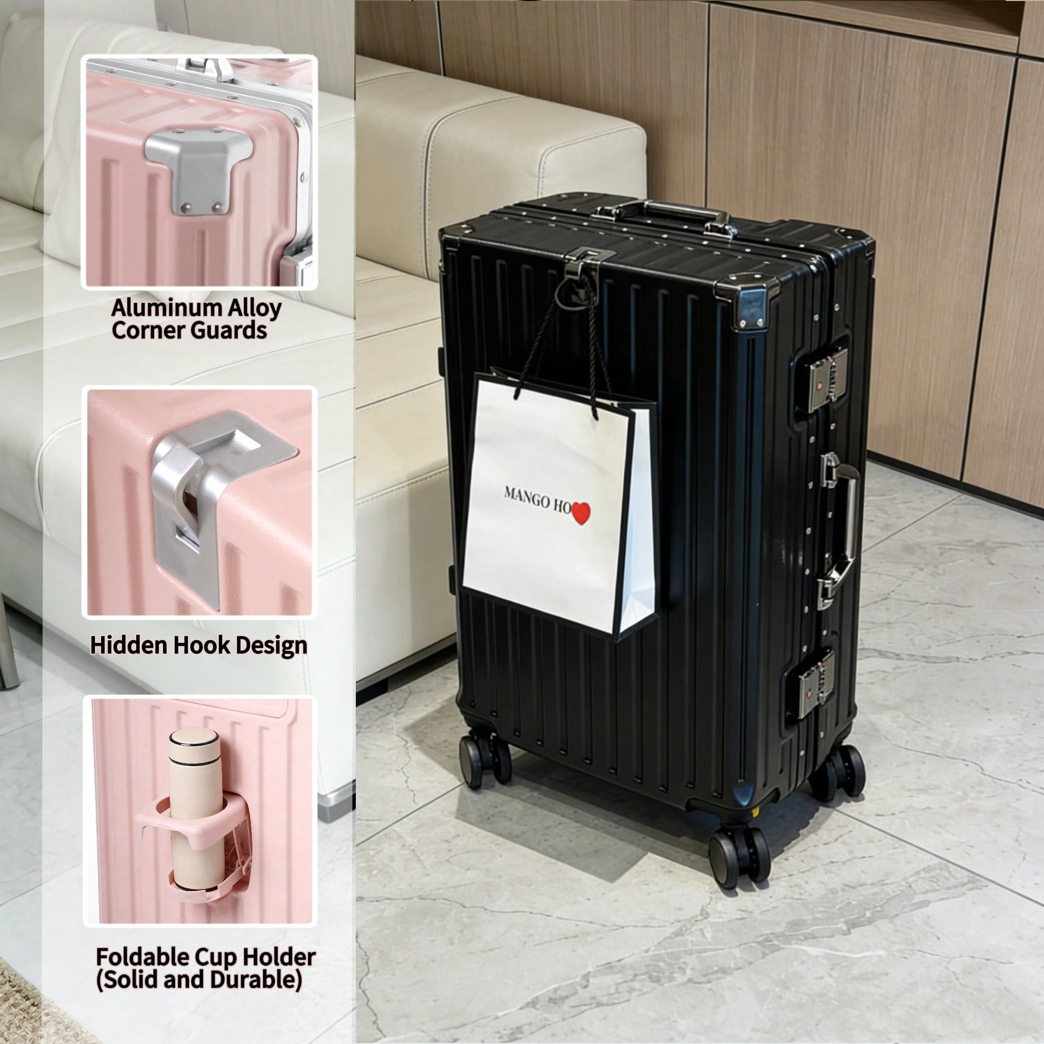 حقيبة سفر 20 بوصة معتمدة من شر - مراجعة Aluminum Frame Carry On Luggage وسعره