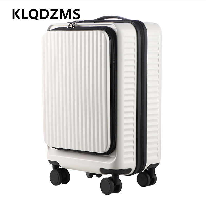 حقيبة سفر بعجلات KLQDZMS مقاس  - مراجعة Front Opening Laptop Luggage 24 Inch وسعره